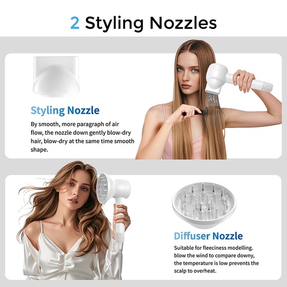 NIB Diamon Chef High-Speed lonic Hair Dryer, 1400W Brushless Blow Dryer in White - Picture 13 of 14